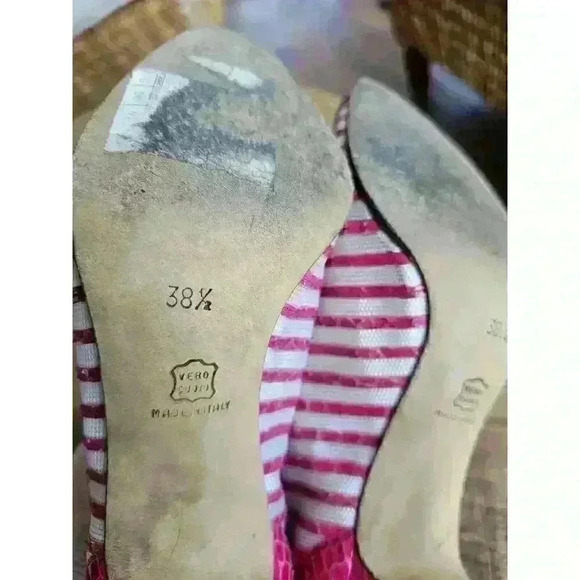 Vintage Cleo Bottier Made In Italy Crocidile Pumps Pink Size 38 1/2 - Picture 7 of 16